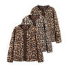 Leopard Print Women's Coat in White/Brown, Trendy Street Fashion, Long Sleeve Polyester Coat