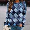 Chic Botanical Print Patchwork Sweater with Long Sleeves