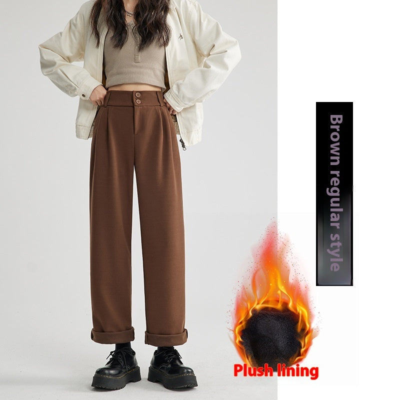 Straight Woolen Wide Leg Pants