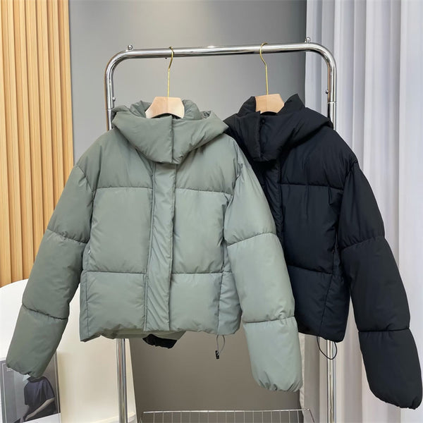 Oversized Cotton Padded Winter Jacket in Black and Army Green