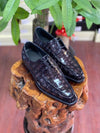 Luxurious Crocodile Skin Leather Shoes - Black Low Top Breathable Business Men's Footwear