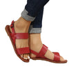 Women's Plus-Size Flat Sandals with Buckle, Round Toe, Waterproof Platform - Black, Red, Beige, Brown - PU Leather - Size 36 to 43