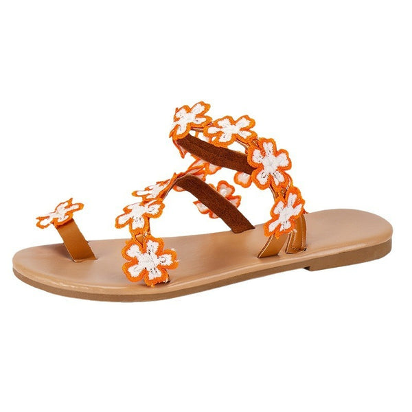 Sunflower Embossed Plus Size Women's Slippers - Fashionable Floral Pattern, Synthetic Leather, Waterproof & Comfortable