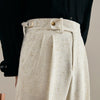 Men's Pleated Linen Trousers Straight Leg Off-White Casual Formal Comfort Fit High Waist Linen Polyester Hemp.