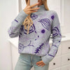 Chic Turtleneck Jacquard Pullover Sweater in Light Gray - Women's Winter Fashion Statement