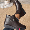 Winter Leather Boots for Women - Fleece-Lined, Non-slip, Stylish - Black, Wine Red, Dark Brown - Mid-Heel - Size 36-41