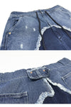 Vintage Style Men's Washed Denim Casual Shorts in Light Blue cotton, loose fit, sizes M to 2XL