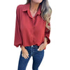 Women's Vibrant Button-Up Top with Lantern Sleeves