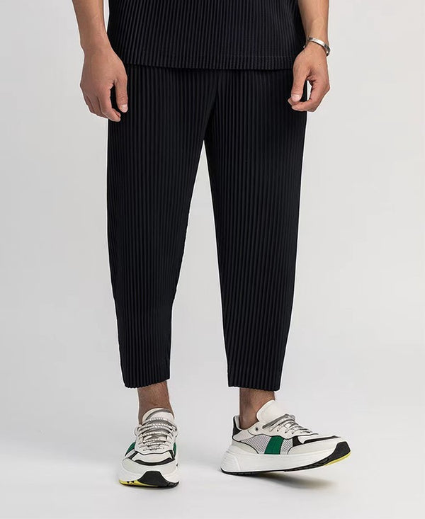 Men's Comfort-Fit Drawstring Trousers - White-Grey, Quick-Drying & Wrinkle-Resistant - Adjustable Fit, Casual Style