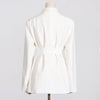 Elegant White Women's Suit Coat, High-Quality Polyester, Office & Casual Style, Sizes L & XL