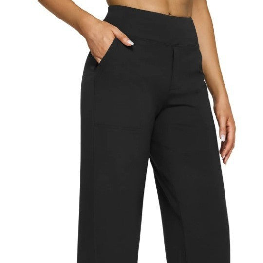 Pocket Knitted Straight High Waist Trousers