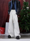 Premium Men's High-Waist Lace-Up Casual Pants in Black and White