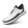 Men's Waterproof Golf Shoes with Movable Spikes, White and Grey, XZ184 Series, Breathable Sports Shoes for Men