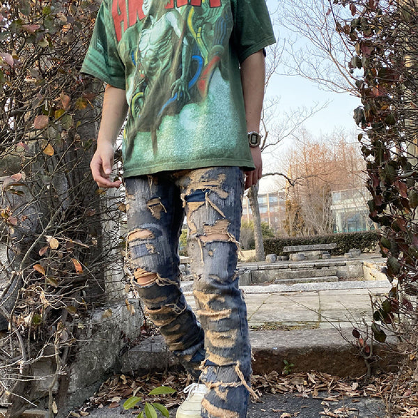 Fashionable Distressed Denim Jeans with Tassels | Premium Quality | High Street Fashion | Urban Style | Blue & Black Options