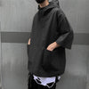 Stylish Loose Half-Sleeve Men's Hooded T-shirt in Black & Army Green, Men's Fashion, Polyester, Casual Wear