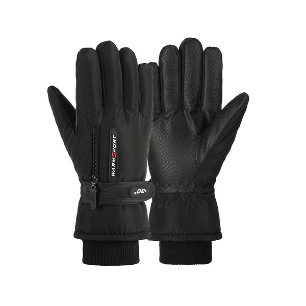 Waterproof Insulated Nylon Gloves for Outdoor Activities - Black
