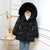 Chic Fur Collar Down Jacket in Black & Khaki - Women's Winter Fashion with Hood & Mid-Length for Chic Style.