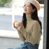 Chic Mid-Collar Women's Casual Sweater in Brown - Layering Outfit