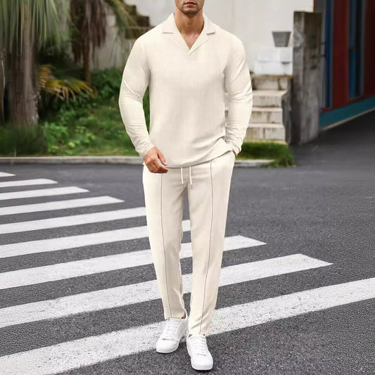 Men's Stylish Solid Color Suit for Autumn & Winter - Khaki, Gray, White, Black, Blue - Luxurious Polyester Blend Tailored Suit - VW Style - Sizes S to XXXL