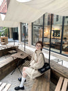 Elegant Jane Graceful Mid-Length Coat with Stand Collar in Cotton/Polyester Blend