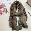 Vintage-Style Tie-Dye Cotton Linen Women's Scarf in Wine Red - Retro National Chic, 190x90cm, Warm & Fashionable Accessory.