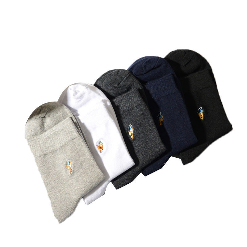 Premium Men's Embroidered Cotton Socks for All Seasons