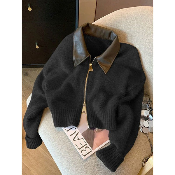 Cozy Style Elegant Cardigan Sweater in Red, Brown, Apricot, or Black for Women - Sizes S-2XL. High-quality Polyester Blend.