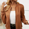 Chic Solid Color Zip-Up Winter Jacket for Women - Slim Fit Spandex Coat