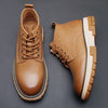 Stylish High Top Martin Boots - British Style Yellow Shoes with Round Toe and Thick Heel