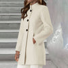 Chic Slim-Fit Creamy-White Wool Coat - Elegant European & American Style - Medium Thickness Winter Fashion Coat