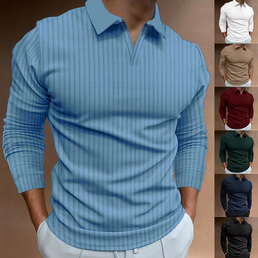 Solid Color Fitness Business Casual Lapels Long Sleeve Men