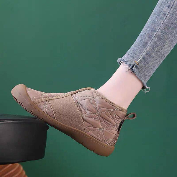 Warm Cotton Winter Boots - Stylish & Waterproof in Black, Khaki, or Beige - Non-slip Sole, Plush-lined Interior - Multiple Sizes.