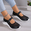 Women's Breathable Mesh Velcro Sneakers - White, Blue, Pink, Black. Casual comfort with PU lining, low heel, and mesh upper.