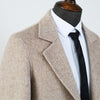 Mid-Length Herringbone Woolen Overcoat - Korean Style Men's Jacket