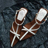 Women's Gold Wedge Summer Sandals with Thin Strap in Creamy-White - High Heels with Ankle-Strap Buckle