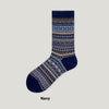 Vintage-Style Combed Cotton Mid Tube Socks - Retro Flair | Contrast Color Pattern | Women's Fashion Socks
