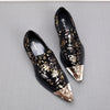 Men's Gold Leather Pointed-Toe Casual Shoes - Stylish top layer cowhide footwear in versatile gold, sizes 37 to 44.