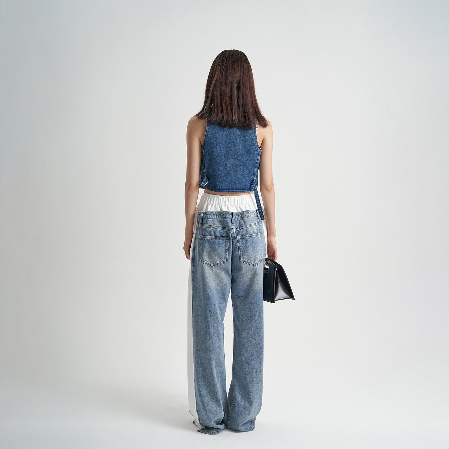 Women's Patchwork Jeans High Waist Loose Trousers