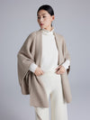 Elegant Cashmere Lace-Up V-Neck Cloak Sweater in Camel and Black