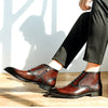 Classic Mid Top Leather Boots for Men in Vintage Style, Cowhide Leather, Comfortable Lining, Anti-Skid Rubber Sole, Black Gray Red Options, Sizes 37-46