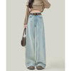 Women's Light Blue High Waist Loose Straight Cut Jeans - Comfortable and stylish denim for women. Classic light blue color.