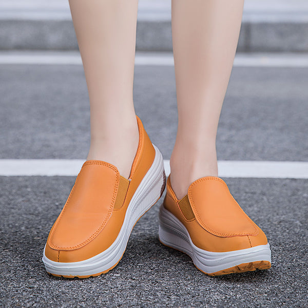 Women's Chic Wedge Platform Shoes - All-Season PU Footwear