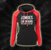 Comfortable Zombies Eat Brains Hoodie, Cotton Fleece Blend, Red Unisex Winter Sweatshirt