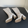 Chic Autumn Milky White High Heel Boots with Square Toe and Side Zipper