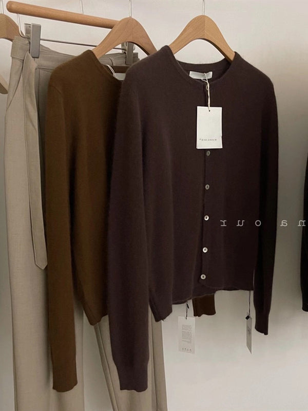 Stylish Thickened Velvet Cardigan - Women's Short Raccoon Wool Sweater