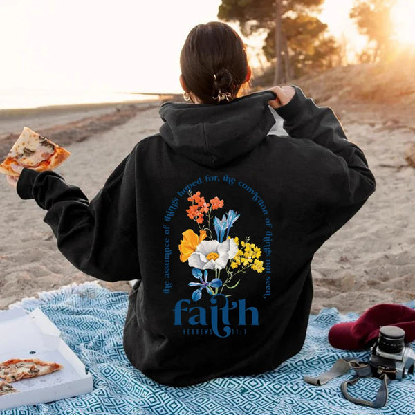 Christian Aesthetic Hoodie with Bible Verse Print, Polyester, Women's Fashion, Comfort Wear