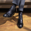 Men's Vintage Style Pointed Toe Leather Martin Boots in Classic Black and Vintage Yellow Brown