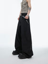 Chic Double-Layer Suit Pants with Metal Button Detail in Full-Length, Loose-Fit Style - Polyester-Cotton Blend - M, L, XL Sizes