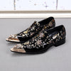 Elegant Men's Gold Leather Pointed-Toe Shoes, Sizes 37 to 44