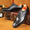 Men's British Brogue Leather Shoes in Black & Dark Brown, Elegant Low-Height Design for Stylish Men, Comfortable & Durable Footwear